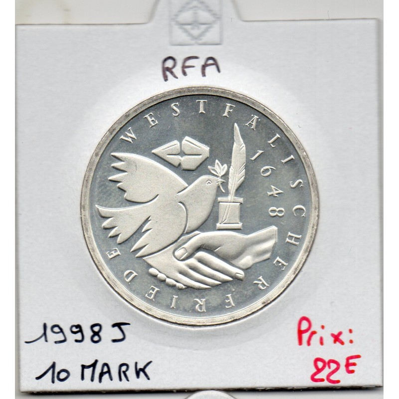 Allemagne RFA 10 deutche mark 1998 J, Sup KM 191 paix de Westphalia pièce de monnaie