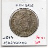 Hongrie 15 Krajczar 1677 KB Kremnica Sup-, KM 175 pièce de monnaie