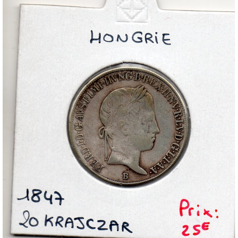 Hongrie 20 Krajczar 1847 KB Kremnica TTB, KM 422 pièce de monnaie