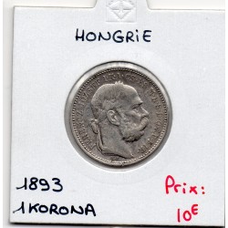 Hongrie 1 Korona 1893 TTB-, KM 484 pièce de monnaie