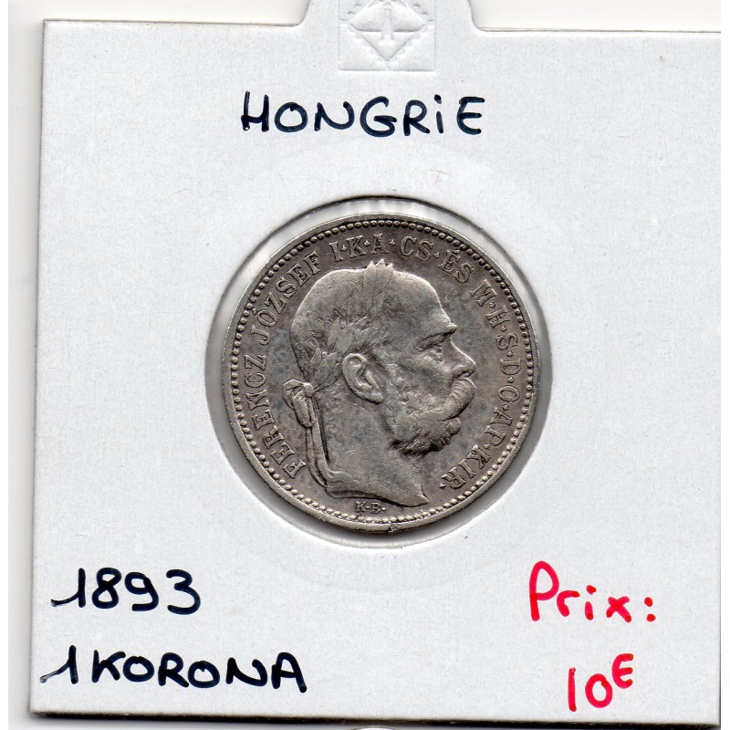 Hongrie 1 Korona 1893 TTB-, KM 484 pièce de monnaie