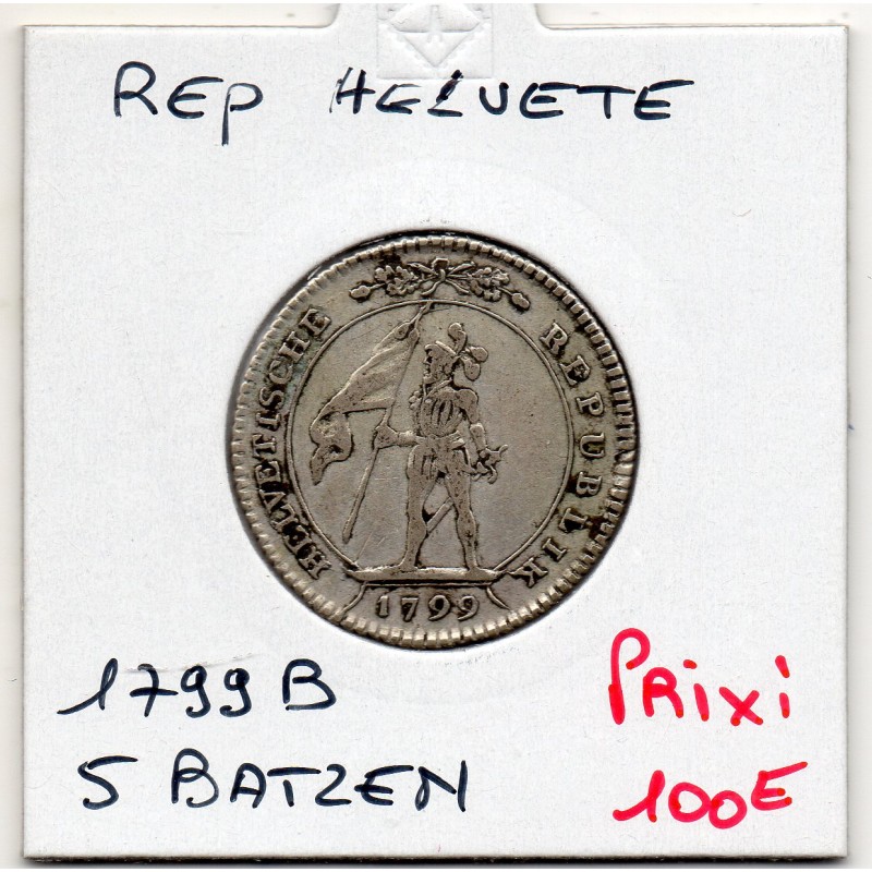 Suisse République Helvete 5 batzen 1799 TTB-, KM A9 pièce de monnaie