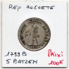 Suisse République Helvete 5 batzen 1799 TTB-, KM A9 pièce de monnaie