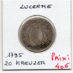 Suisse Canton Lucerne 20 kreuzer 1796 TB, KM 88 pièce de monnaie