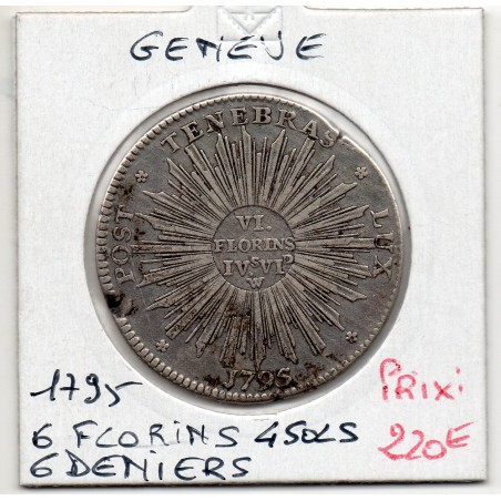 Suisse Canton Genève 6 florins 4 sols et 6 denier 1795 TTB+, KM 110 pièce de monnaie