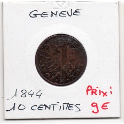 Suisse Canton Genève 10 centimes 1844 TB, KM 128 pièce de monnaie