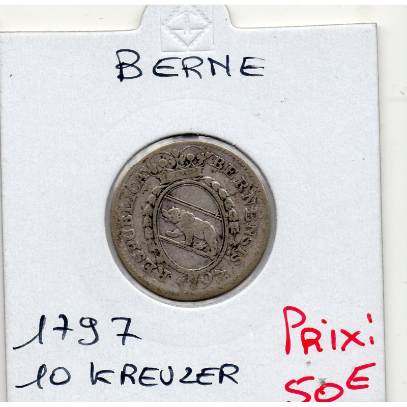 Suisse Ville de Berne 10 Kreuzer 1797 TTB-, KM 158 pièce de monnaie