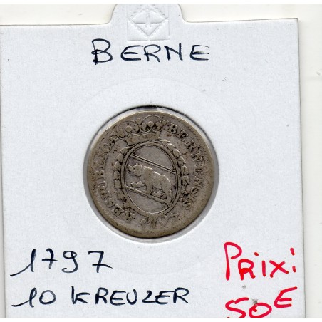 Suisse Ville de Berne 10 Kreuzer 1797 TTB-, KM 158 pièce de monnaie