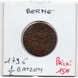 Suisse Canton Berne 1/2 Batzen 1796 TTB-, KM 91 pièce de monnaie