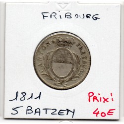 Suisse Canton Fribourg 5 Batzen 1811 TTB, KM 76 pièce de monnaie