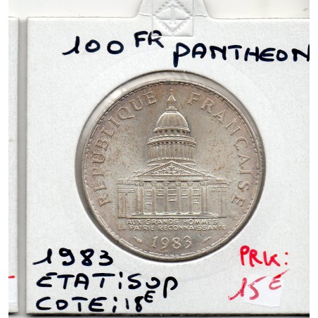 100 francs Panthéon 1983 Sup, France pièce de monnaie