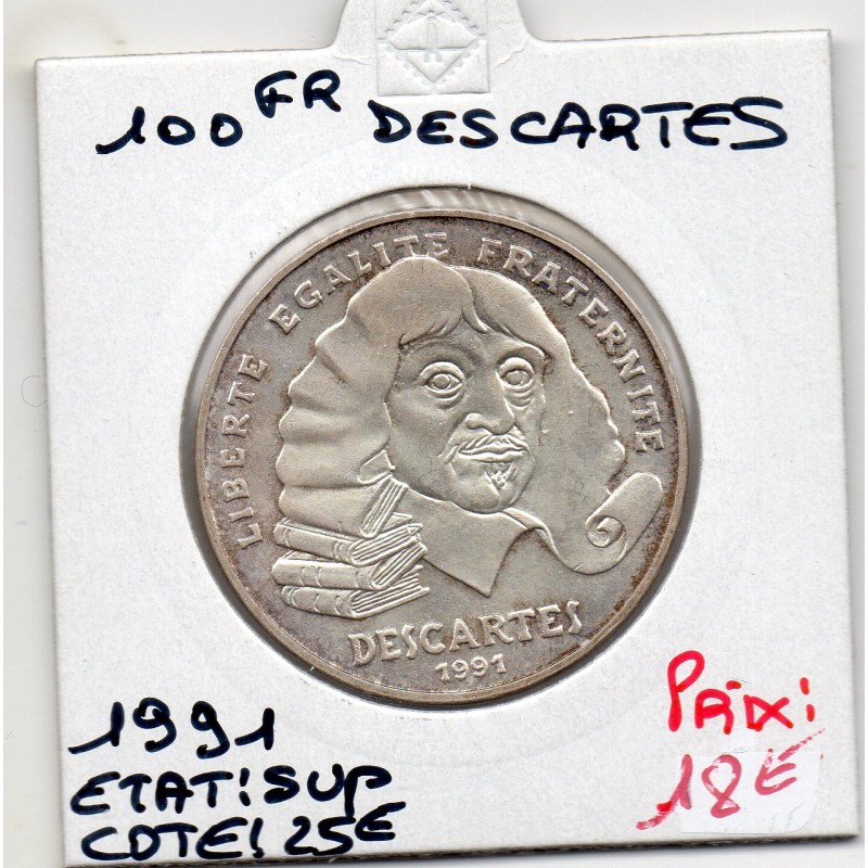 100 francs Descartes 1991 Sup, France pièce de monnaie