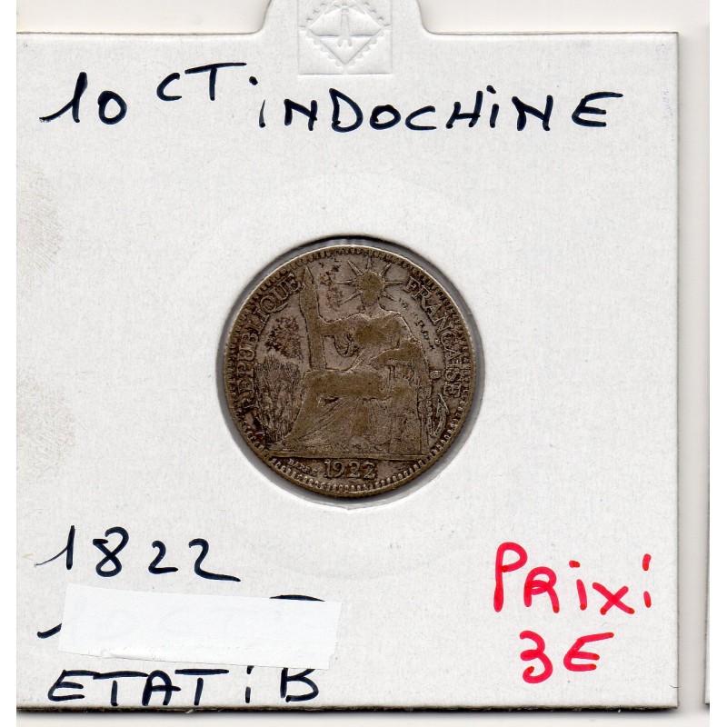 Indochine 10 cents 1922 B, Lec 163 pièce de monnaie