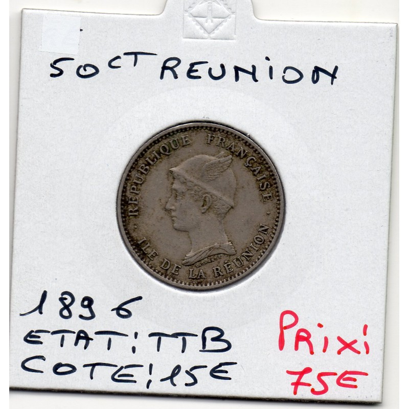 Réunion, 50 centimes 1896 TTB, Lec 41 pièce de monnaie