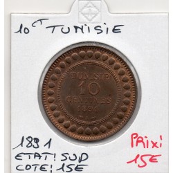 Tunisie, 10 Centimes 1891 Sup, Lec 94 pièce de monnaie