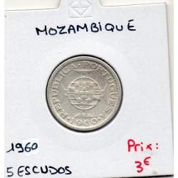 Mozambique 5 Escudos 1960 TTB-, KM 84 pièce de monnaie