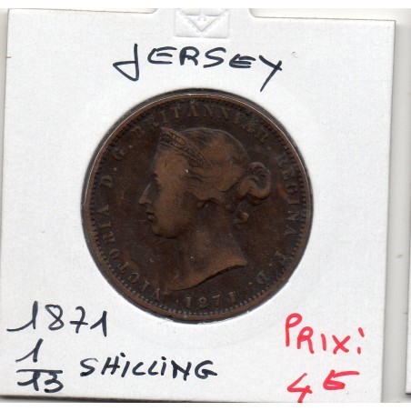 Jersey 1/13 Shilling 1871 TB, KM 5 pièce de monnaie