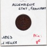 Francfort 1 Heller 1863 TTB KM 356 pièce de monnaie