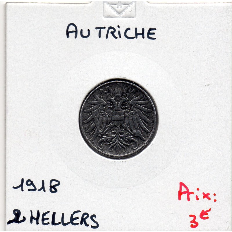 Autriche 2 Heller 1918 TTB, KM 2824 pièce de monnaie