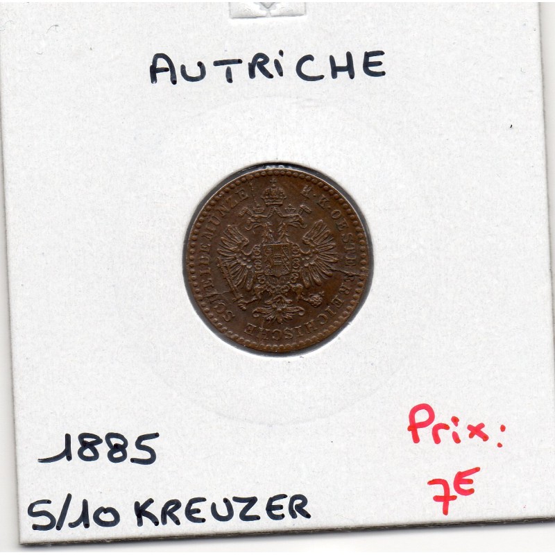 Autriche 5/10 kreuzer 1885 Sup, KM 2183 pièce de monnaie