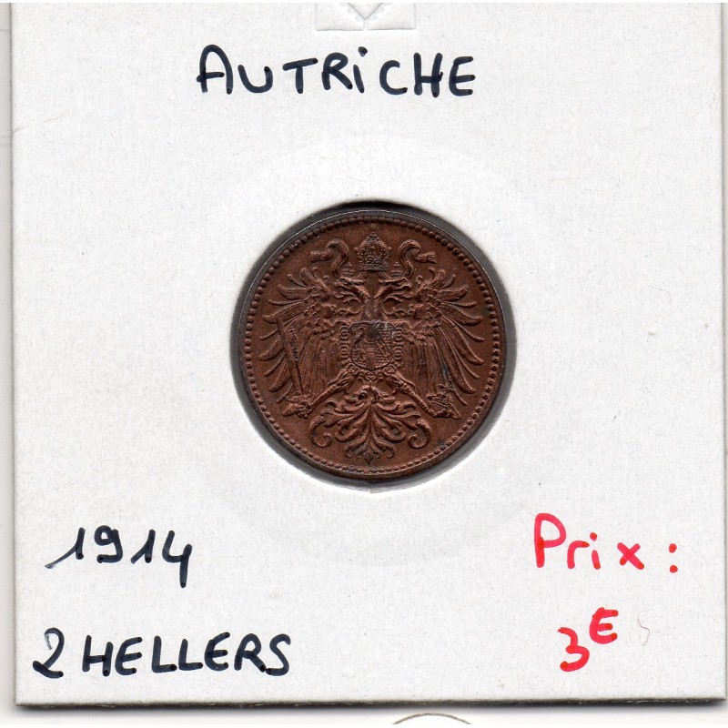 Autriche 2 Heller 1914 Sup+, KM 2801 pièce de monnaie