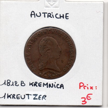 Autriche 1 kreutzer 1812 B Kremnica TB, KM 2112 pièce de monnaie