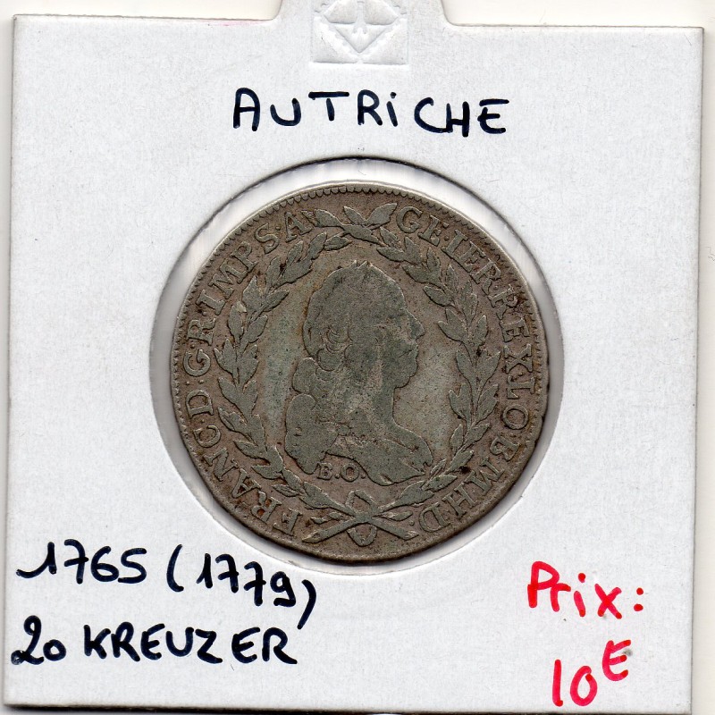 Autriche 20 kreuzer 1765 B O-SK-PD (1779), KM 2030 pièce de monnaie