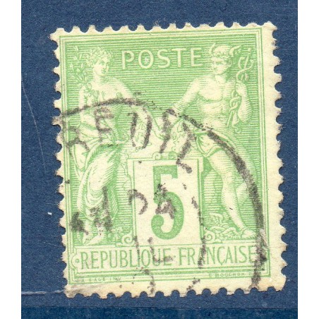 Timbre France Yvert No 106c Type II Sage 5c vert-jaune clair Oblitéré