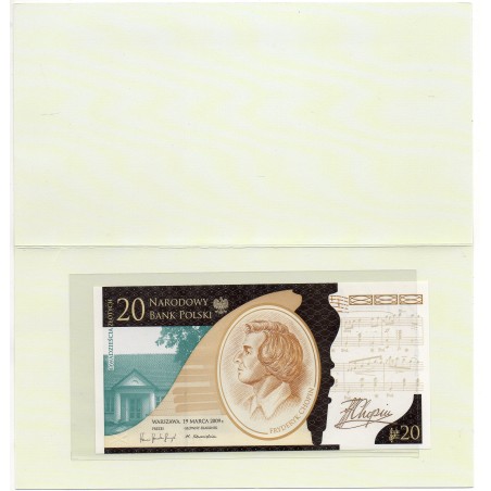 Pologne Pick N°181, Neuf en folder Billet de banque de 20 Zlotych 2009