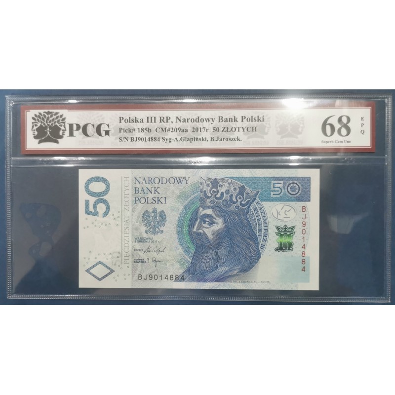 Pologne Pick N°185b, Neuf EPQ68 Billet de banque de 50 Zlotych 2017