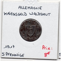 Kriegsgeld Waldshut 5 pfennige 1917, TTB pièce de monnaie