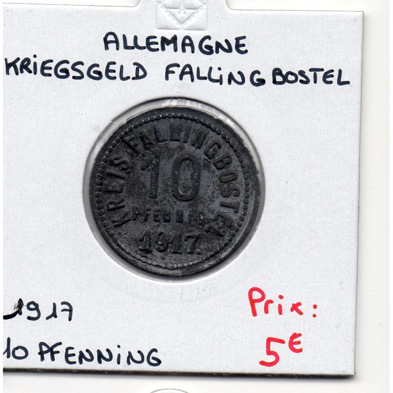 Kriegsgeld Fallingbostel 10 pfennig 1917, TTB pièce de monnaie