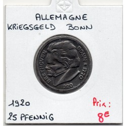 Kriegsgeld Bonn 25 pfennig 1920, Sup pièce de monnaie