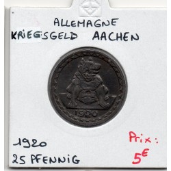 Kriegsgeld Aachen 25 pfennig 1920, Sup pièce de monnaie