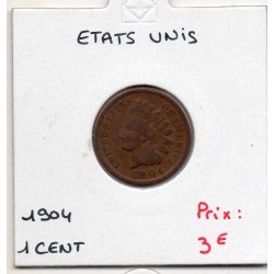 Etats Unis 1 cent 1904, B+, KM 90a pièce de monnaie