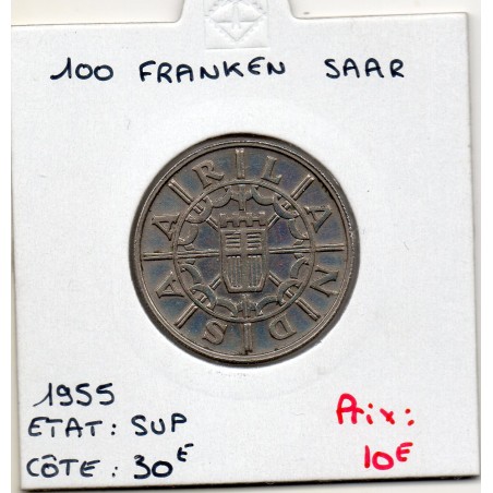 Sarre Saar, 100 franken 1955, Sup, Gad 4 pièce de monnaie