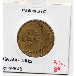 Turquie 10 Kurus 1341AH-1925, TTB, KM 832 pièce de monnaie