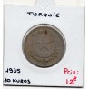 Turquie 10 Kurus 1935, TB, KM 863 pièce de monnaie