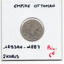 Empire Ottoman 2 Kurus 1293 AH an 19 - 1887, TTB, KM 736 pièce de monnaie