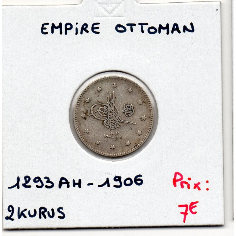 Empire Ottoman 2 Kurus 1293 AH an 32 - 1906, TTB, KM 736 pièce de monnaie