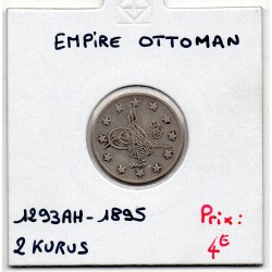 Empire Ottoman 2 Kurus 1293 AH an 23 - 1895, TTB, KM 736 pièce de monnaie