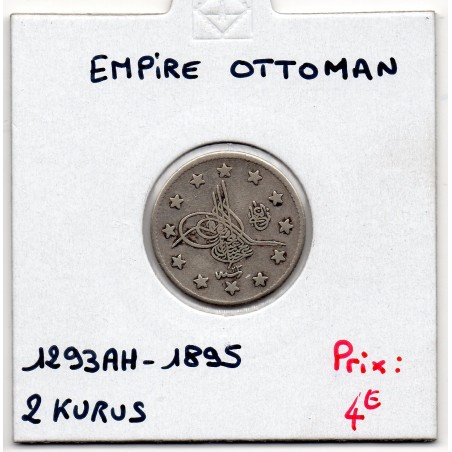 Empire Ottoman 2 Kurus 1293 AH an 23 - 1895, TTB, KM 736 pièce de monnaie