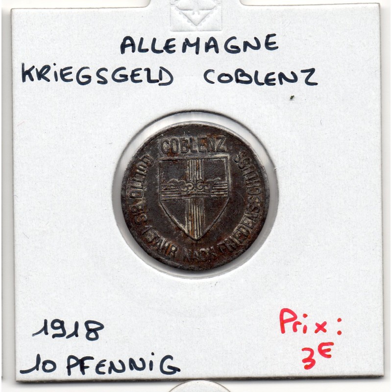 Kriegsgeld Coblenz 10 pfennig 1918, TTB pièce de monnaie