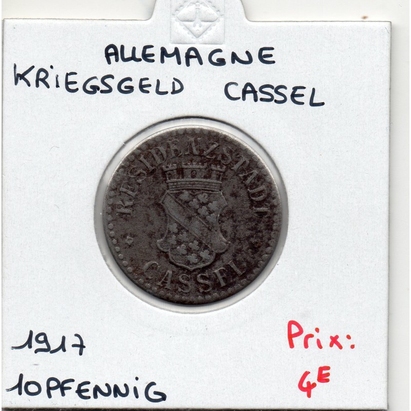 Kriegsgeld Cassel 10 pfennig 1917, TTB pièce de monnaie