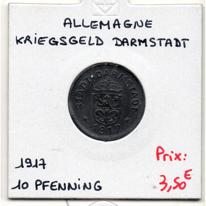 Kriegsgeld Darmstadt 10 pfennig 1917, Sup pièce de monnaie