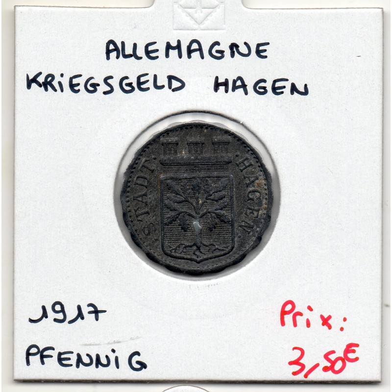 Kriegsgeld Hagen 10 pfennig 1917, TTB pièce de monnaie