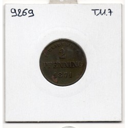 Bavière 2 pfenning 1871, TTB, KM 857 pièce de monnaie