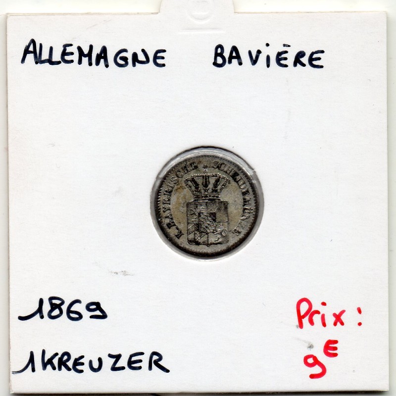 Bavière 1 kreuzer 1869, Sup, KM 873 pièce de monnaie