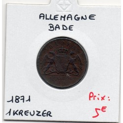 Grand-duché de Bade 1 kreuzer 1871, TTB, KM 252 pièce de monnaie