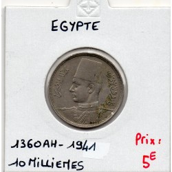 Egypte 10 Milliemes 1360 AH - 1941, TTB, KM 364 pièce de monnaie